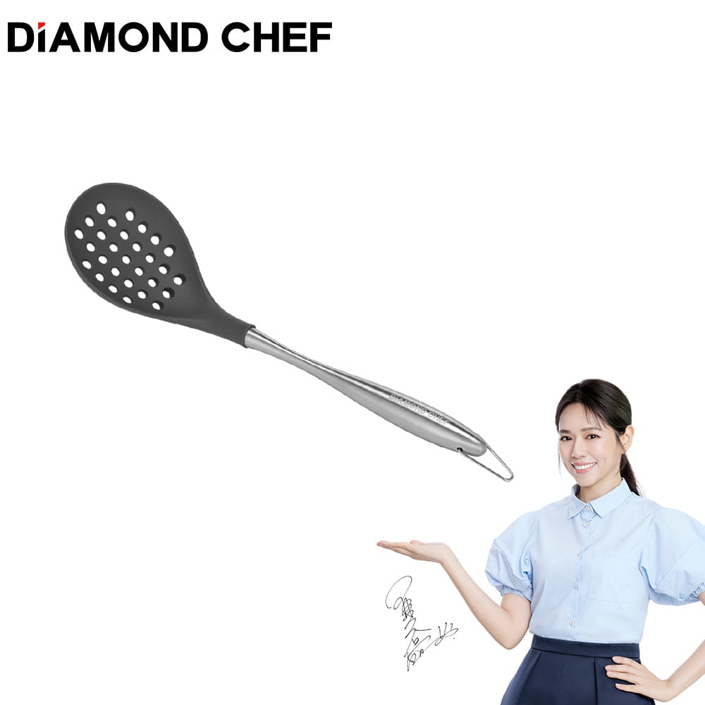 【DIAMONDCHEF】不鏽鋼柄耐熱矽膠漏勺