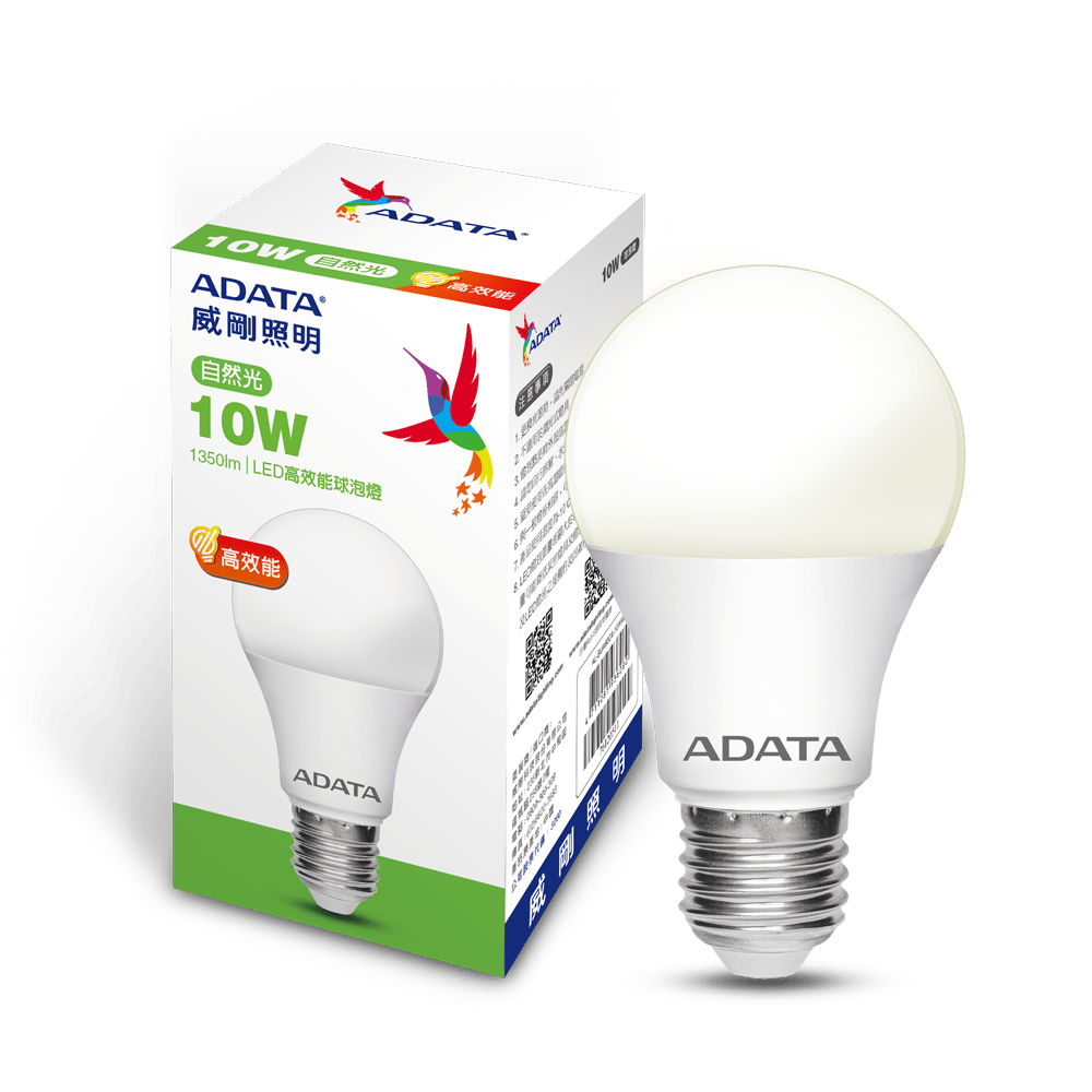 【ADATA威剛】10W高效能LED(135lmW)球泡燈-自然光八入組