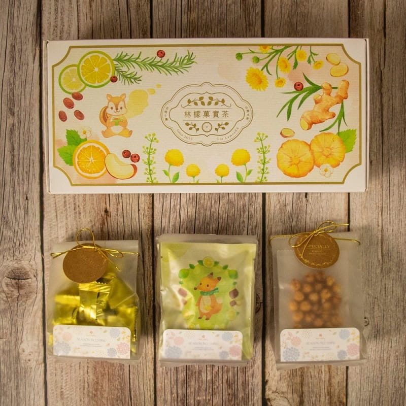【林檬】菓實茶禮盒(鹹酥雪蓮子+薑奶軟糖+黑糖薑檸茶包)