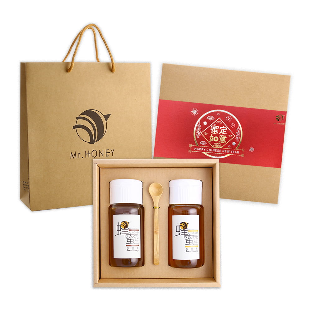 【蜂蜜先生Mr.HONEY】雙響禮盒-台灣-龍眼蜂蜜700g+台灣-荔枝蜂蜜700g