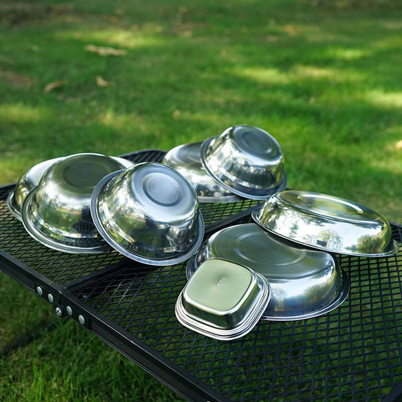 【探露客】不鏽鋼露營餐盤組22件套-醬料碟/碗/盤(附收納袋)