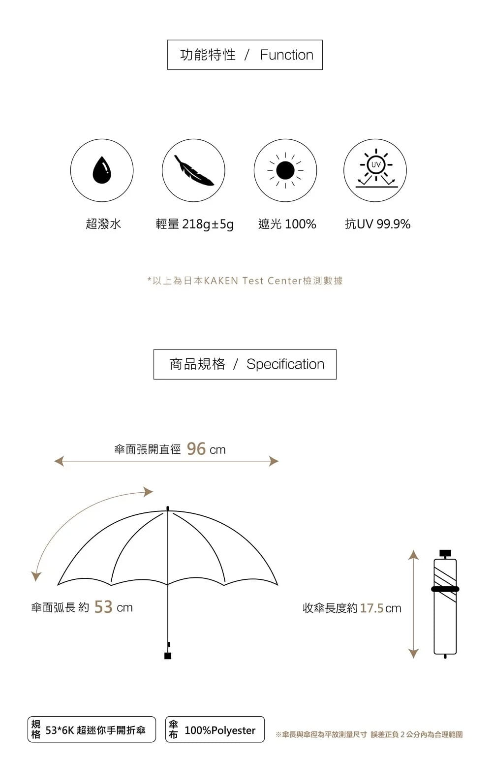 Prolla超迷你5折口袋傘(水滴)-內容
