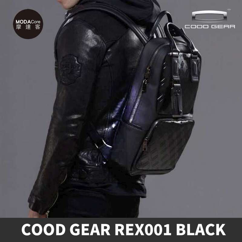 【摩達客】韓國進口COODGEAR_REX001黑霧光刀刻紋頂級時尚商務雙邊後背包電腦包15L