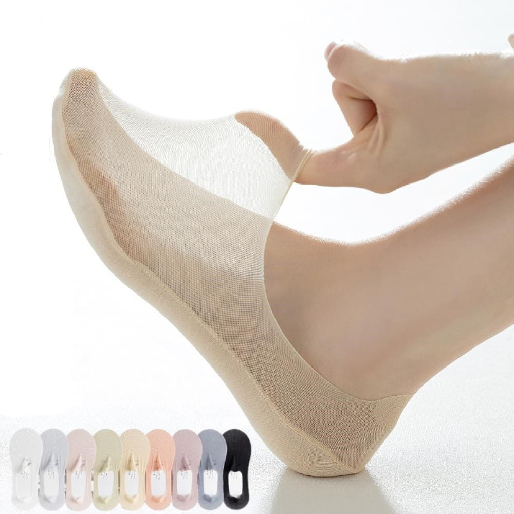 【PinLe】冰絲輕薄透氣隱形船型襪10雙組(顏色隨機)