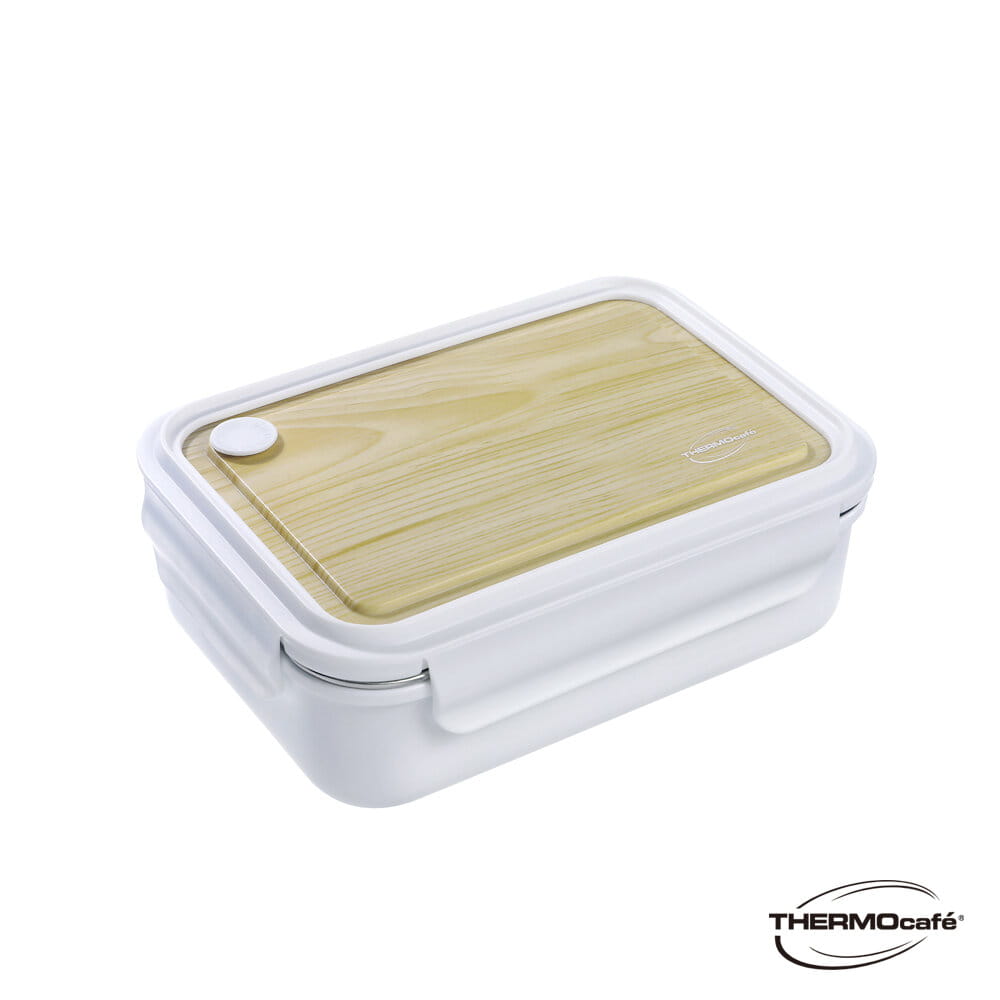 【THERMOcafe'凱菲】不銹鋼保鮮盒1000ml-白色木紋 (TCLB-1000-WT)
