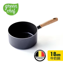 【新品優惠】Chef東京木紋系列18cm不沾鍋單柄湯鍋(鑽石黑)