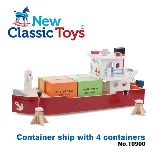 貨櫃系列-木製裝運貨櫃船玩具-10900