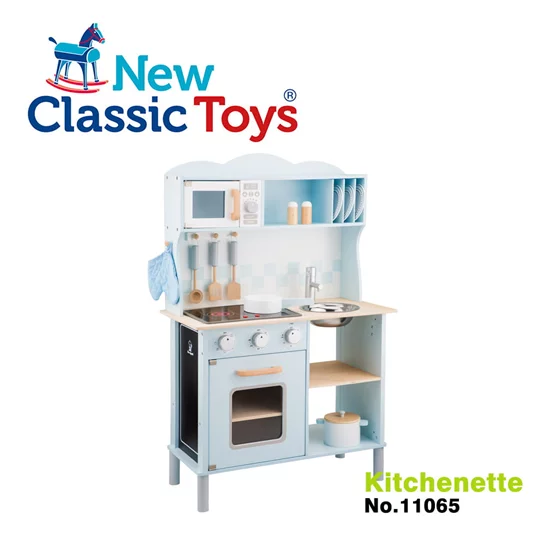 聲光小主廚木製廚房玩具(經典藍含配件12件)-11065